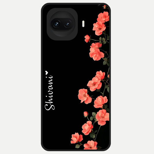  Crimson Bloom Grace Custom Name Glass Case for iQOO 15R back cover – full design glossy printed glass finish