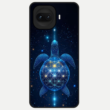  Crimson Blue Turtle Glass Case for iQOO 15R back cover – full design glossy printed glass finish