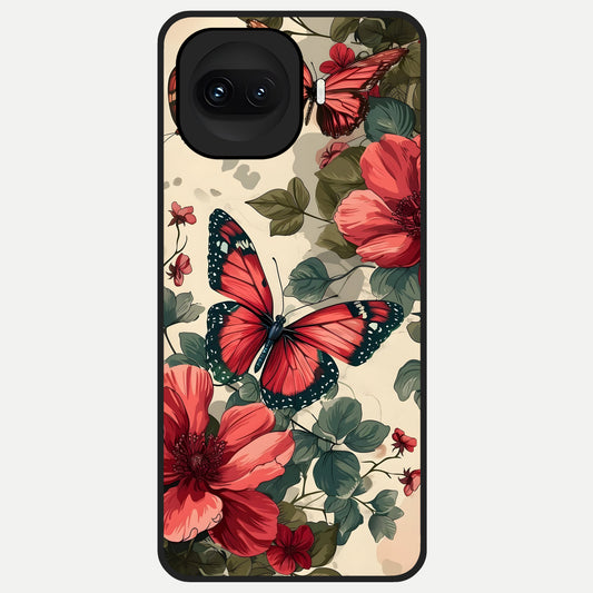  Crimson Butterfly Garden Glass Case for iQOO 15R back cover – full design glossy printed glass finish