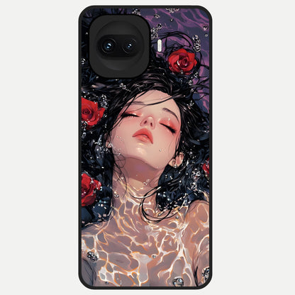  Crimson Rose Serenity Glass Case for iQOO 15R back cover – full design glossy printed glass finish