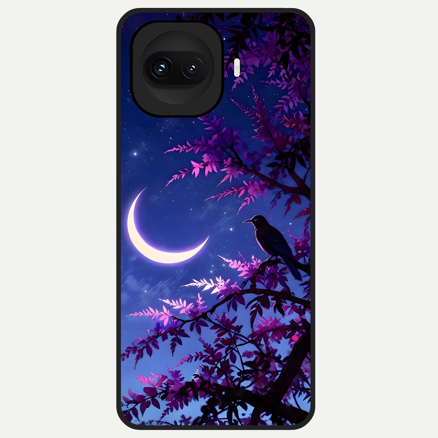  Crow And Moon Scenery Glass Case for iQOO 15R back cover – full design glossy printed glass finish