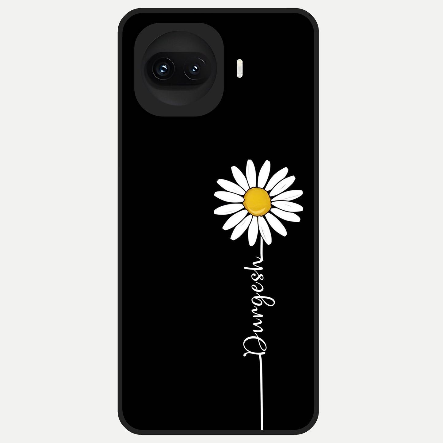  Custom Name White Flower Glass Case for iQOO 15R back cover – full design glossy printed glass finish