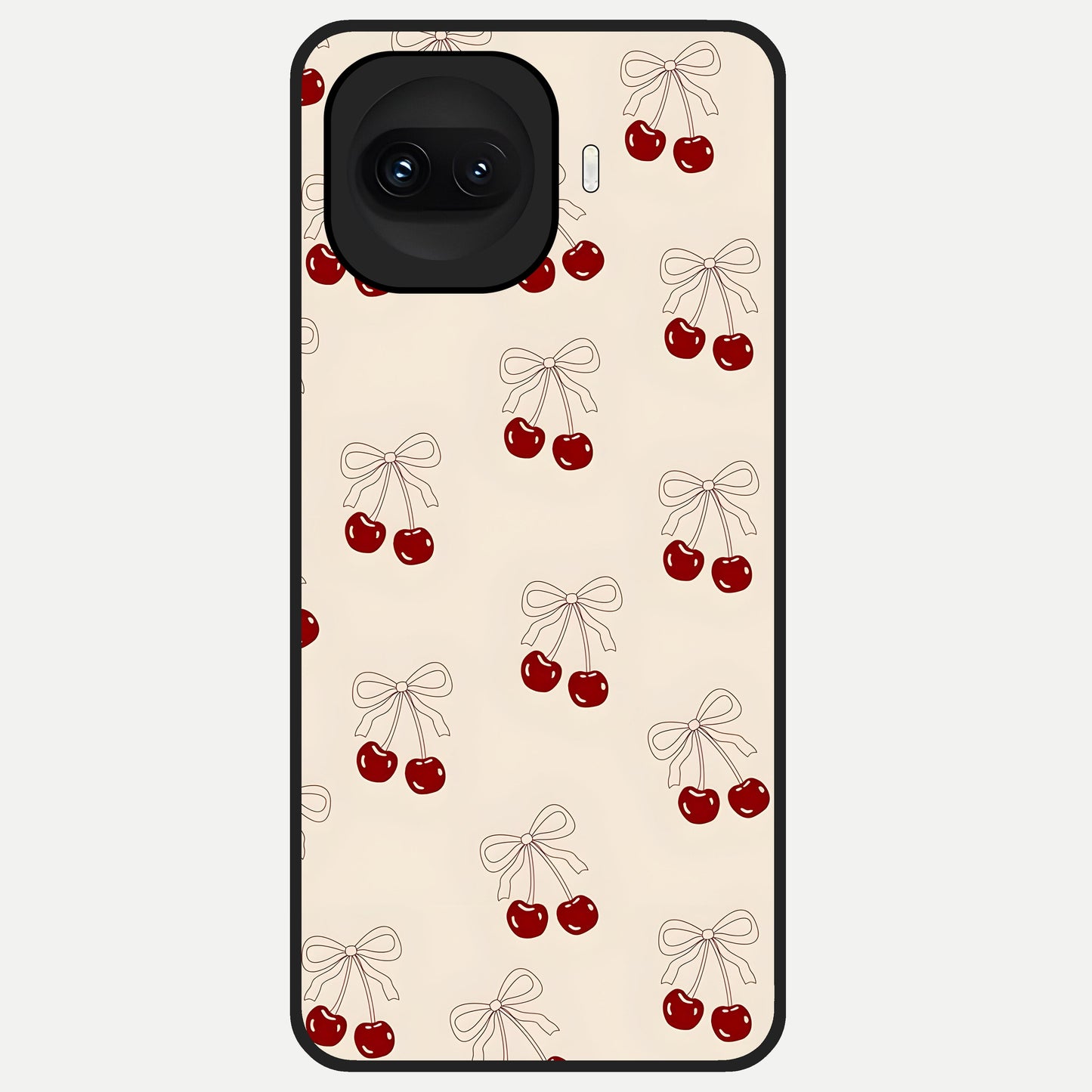  Cute Cherry Pattern Glass Case for iQOO 15R back cover – full design glossy printed glass finish