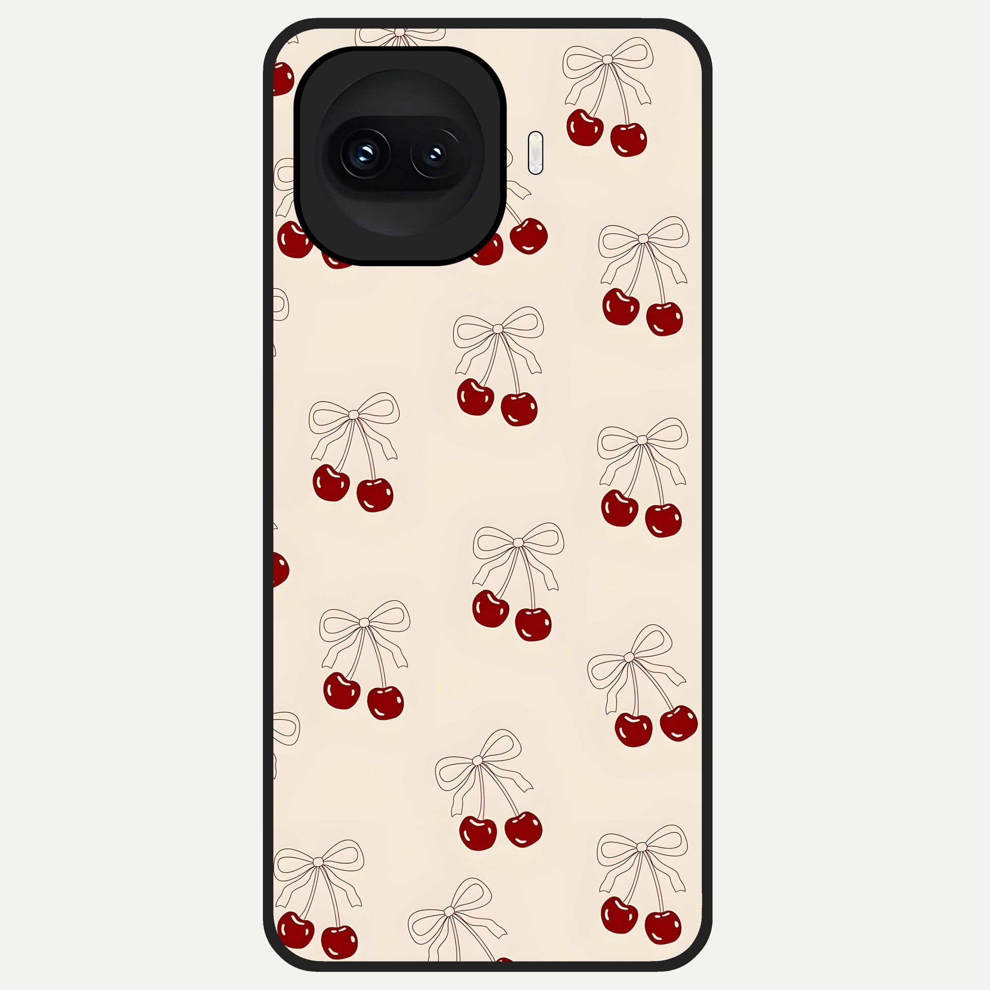  Cute Cherry Pattern Glass Case for iQOO 15R back cover – full design glossy printed glass finish