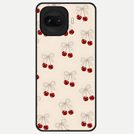  Cute Cherry Pattern Glass Case for iQOO 15R back cover – full design glossy printed glass finish
