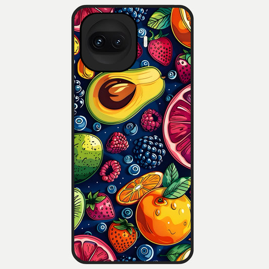  Cute Fruits Art Glass Case for iQOO 15R back cover – full design glossy printed glass finish
