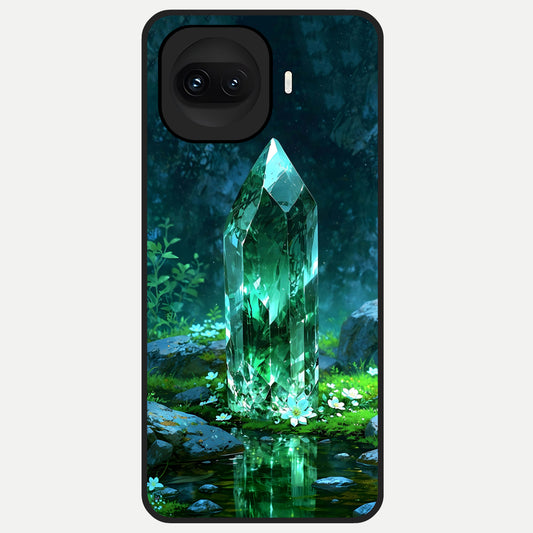  Emerald Light Crystal Glass Case for iQOO 15R back cover – full design glossy printed glass finish
