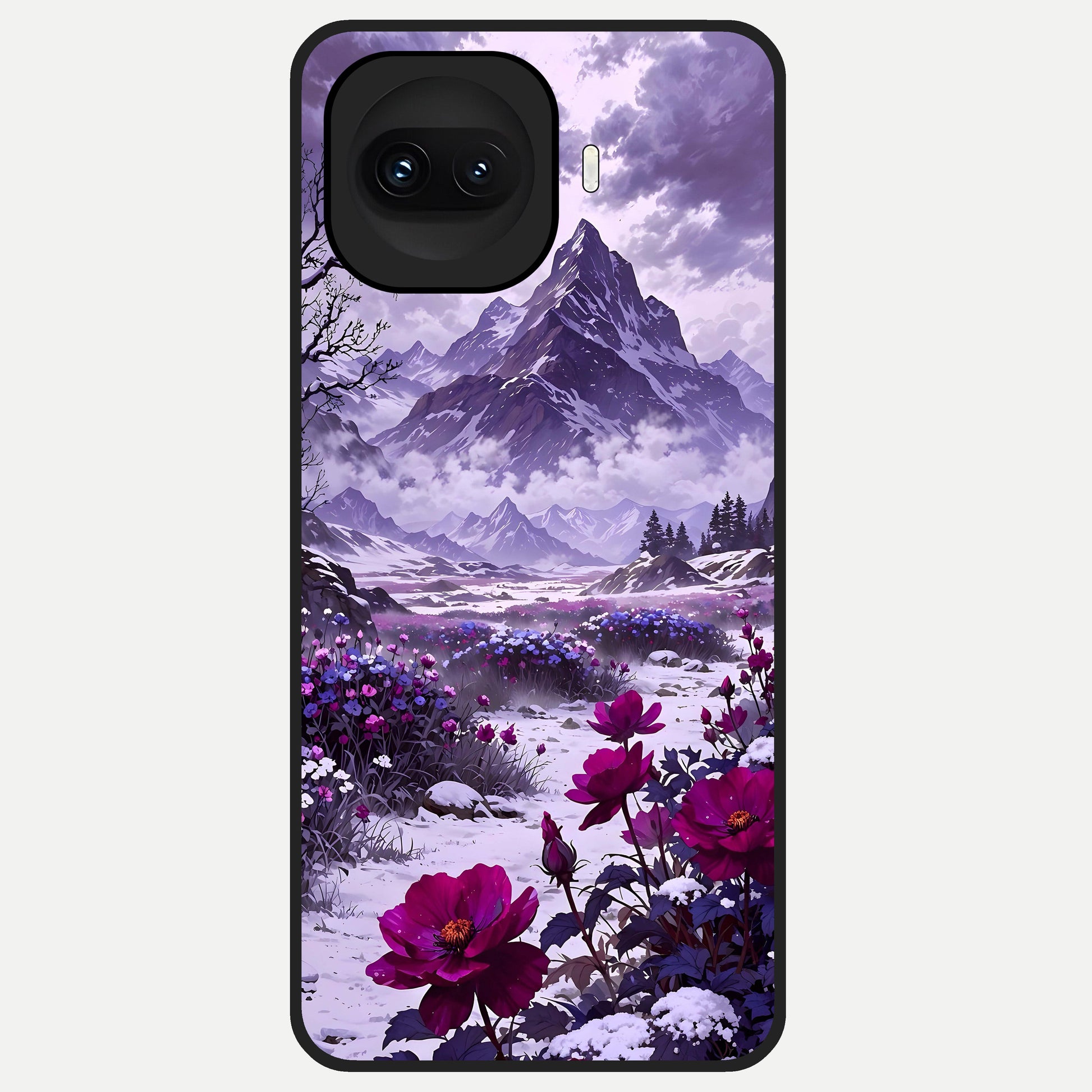  Flower Mountain View Glass Case for iQOO 15R back cover – full design glossy printed glass finish