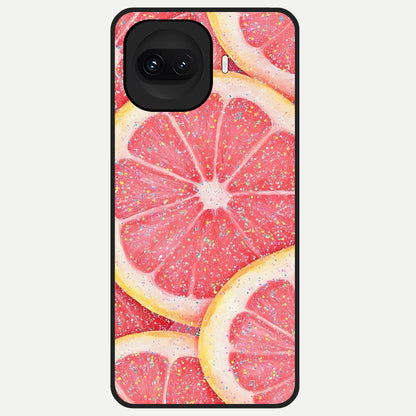  Glitter Grapefruit Glass Case for iQOO 15R back cover – full design glossy printed glass finish