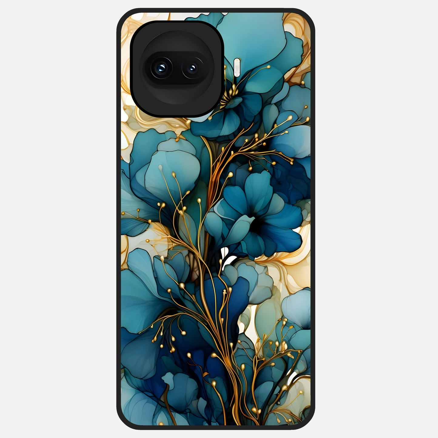  Golden Bloom Symphony Glass Case for iQOO 15R back cover – full design glossy printed glass finish