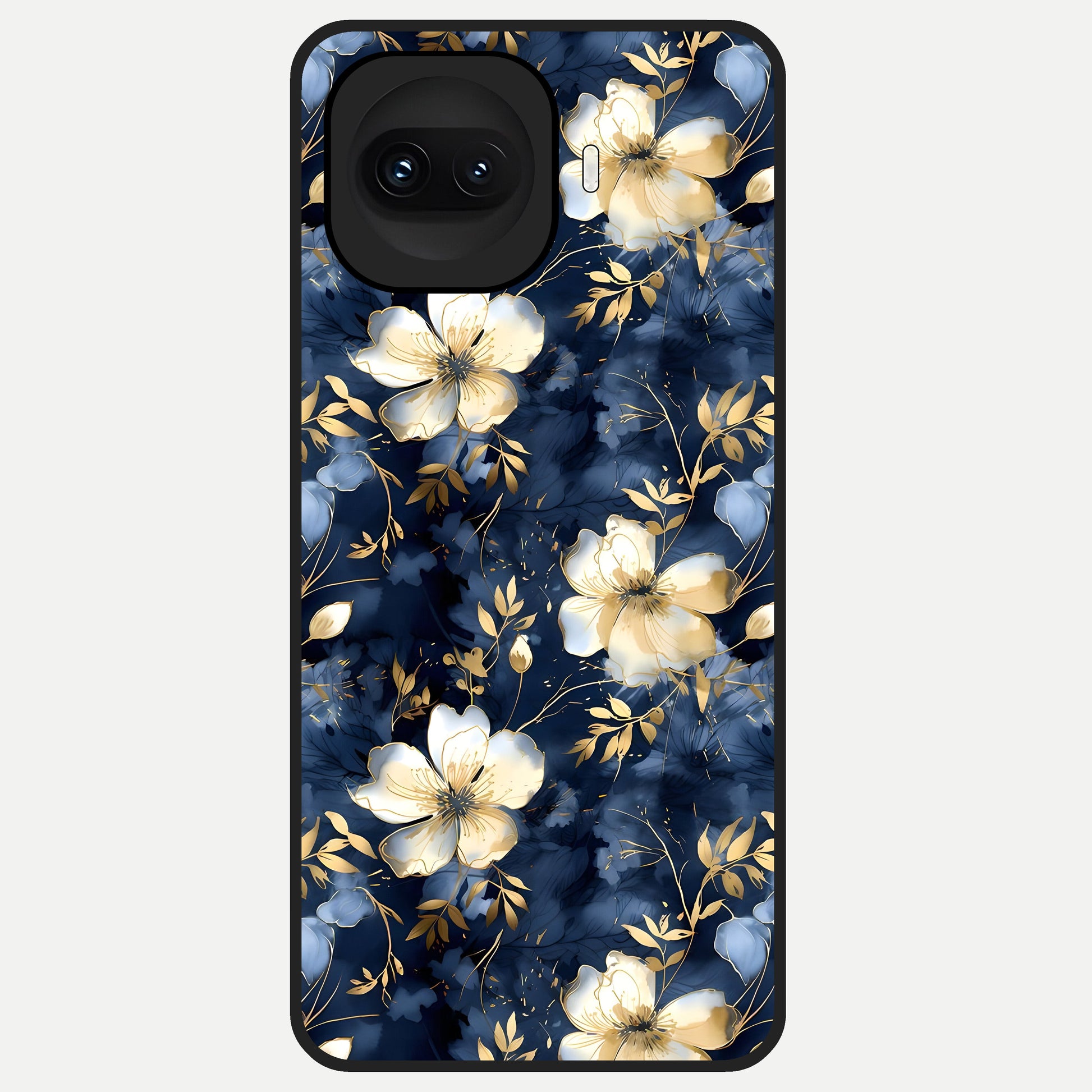  Golden Midnight Bloom Glass Case for iQOO 15R back cover – full design glossy printed glass finish