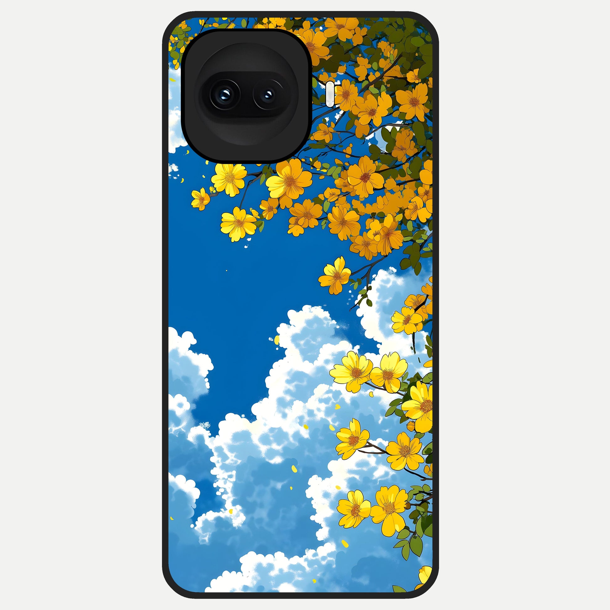  Golden Petal Sky Glass Case for iQOO 15R back cover – full design glossy printed glass finish