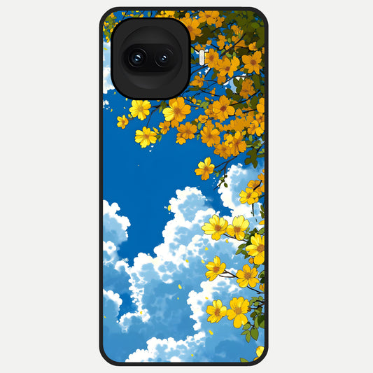  Golden Petal Sky Glass Case for iQOO 15R back cover – full design glossy printed glass finish