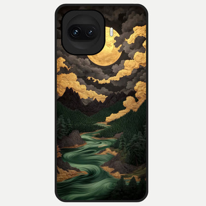  Golden River Moon Glass Case for iQOO 15R back cover – full design glossy printed glass finish