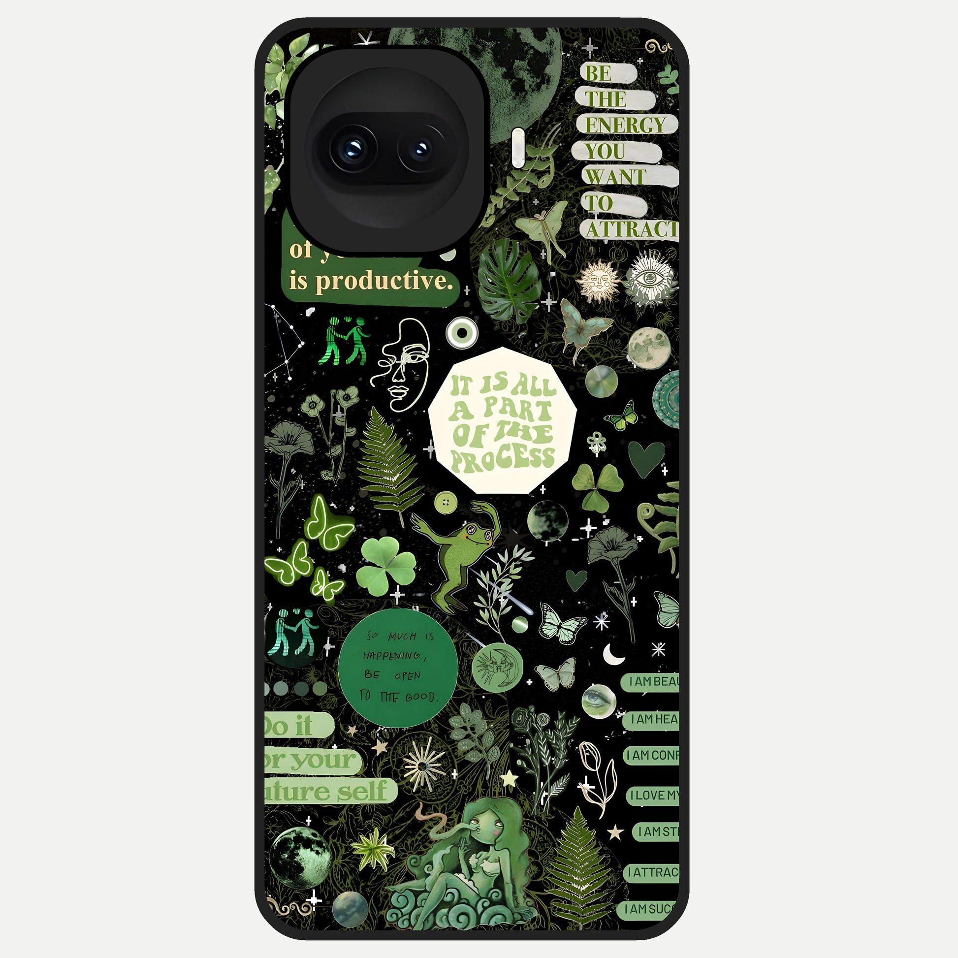  Green Mandala Pattern Glass Case for iQOO 15R back cover – full design glossy printed glass finish