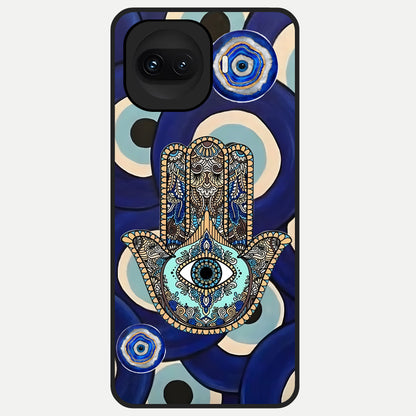  Hamsa Divine Guard Glass Case for iQOO 15R back cover – full design glossy printed glass finish