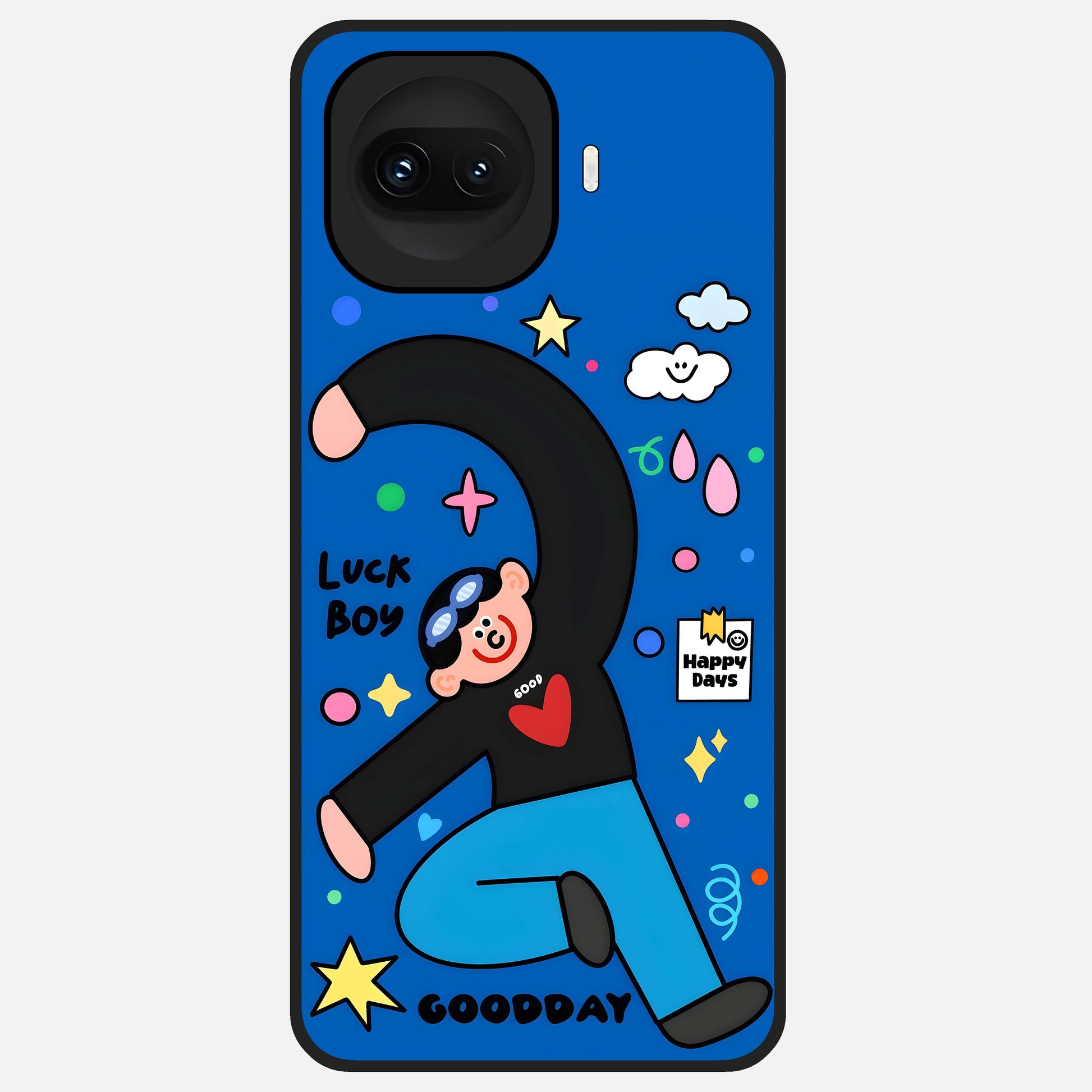 Happy Luck Vibe Glass Case for iQOO 15R back cover – full design glossy printed glass finish