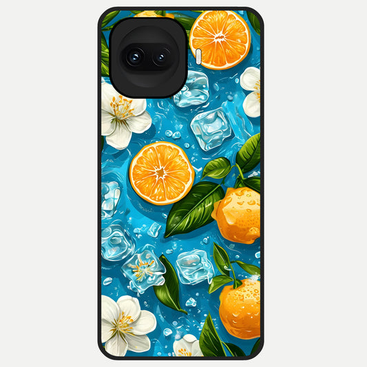  Ice Cube With Orange Glass Case for iQOO 15R back cover – full design glossy printed glass finish