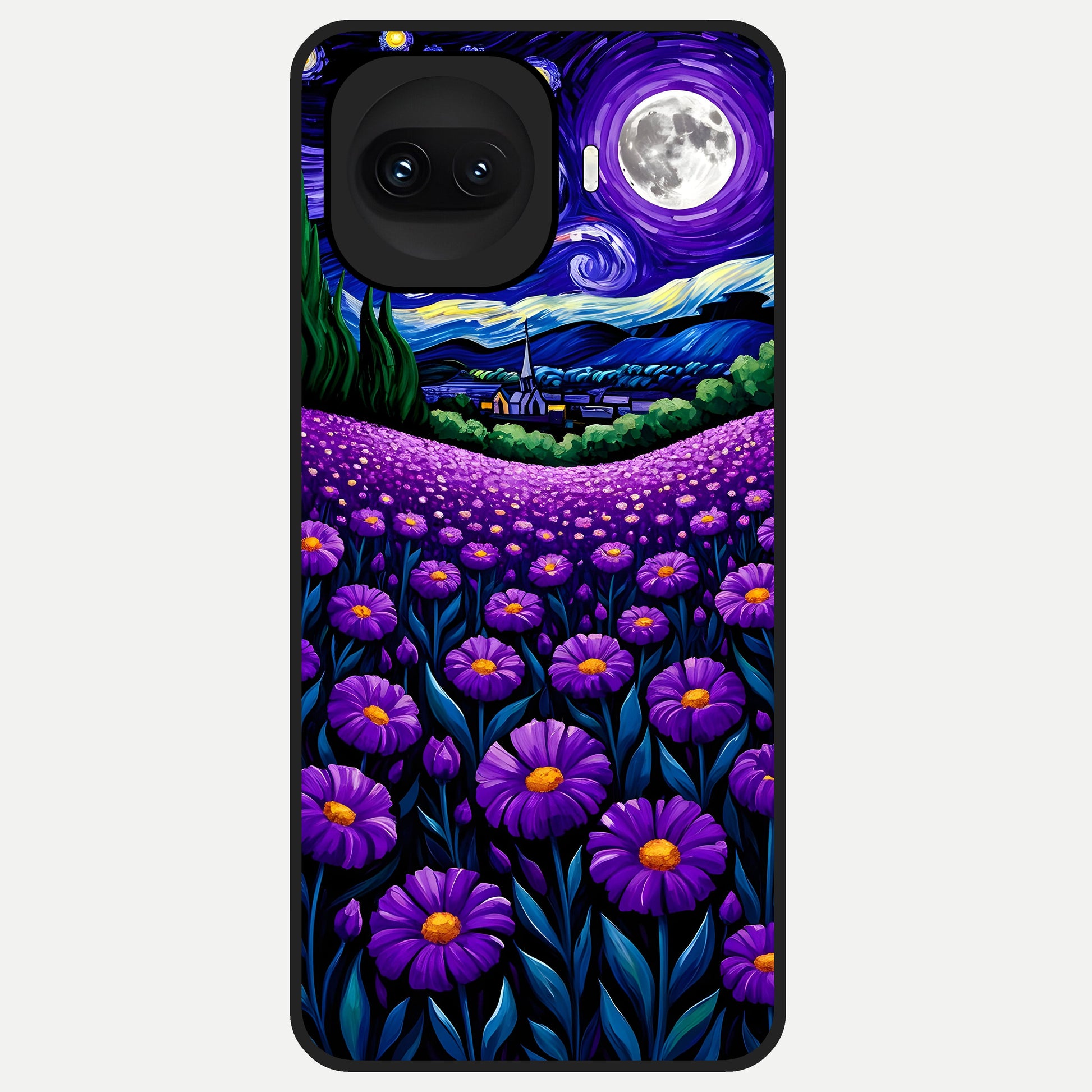 Lavender Moon Field Glass Case for iQOO 15R back cover – full design glossy printed glass finish