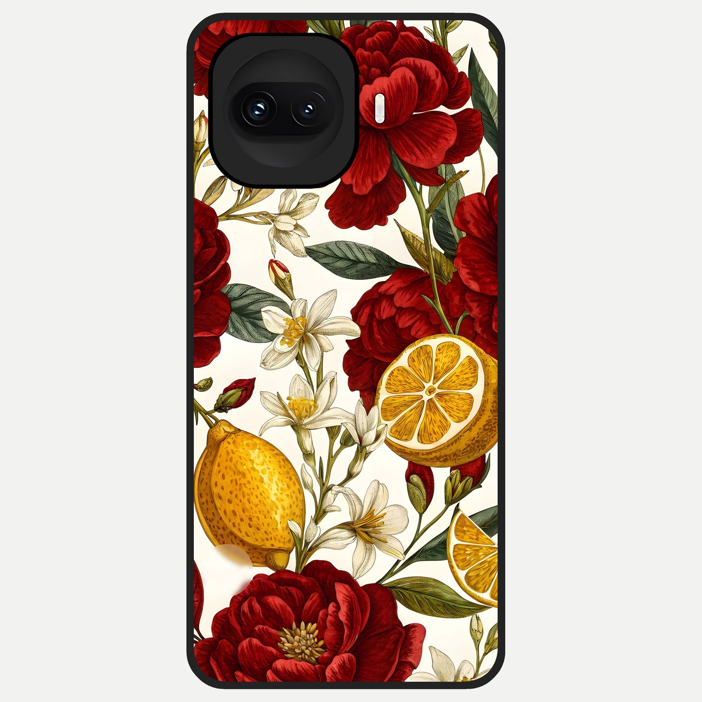 Lemon Rose Charm Glass Case for iQOO 15R back cover – full design glossy printed glass finish