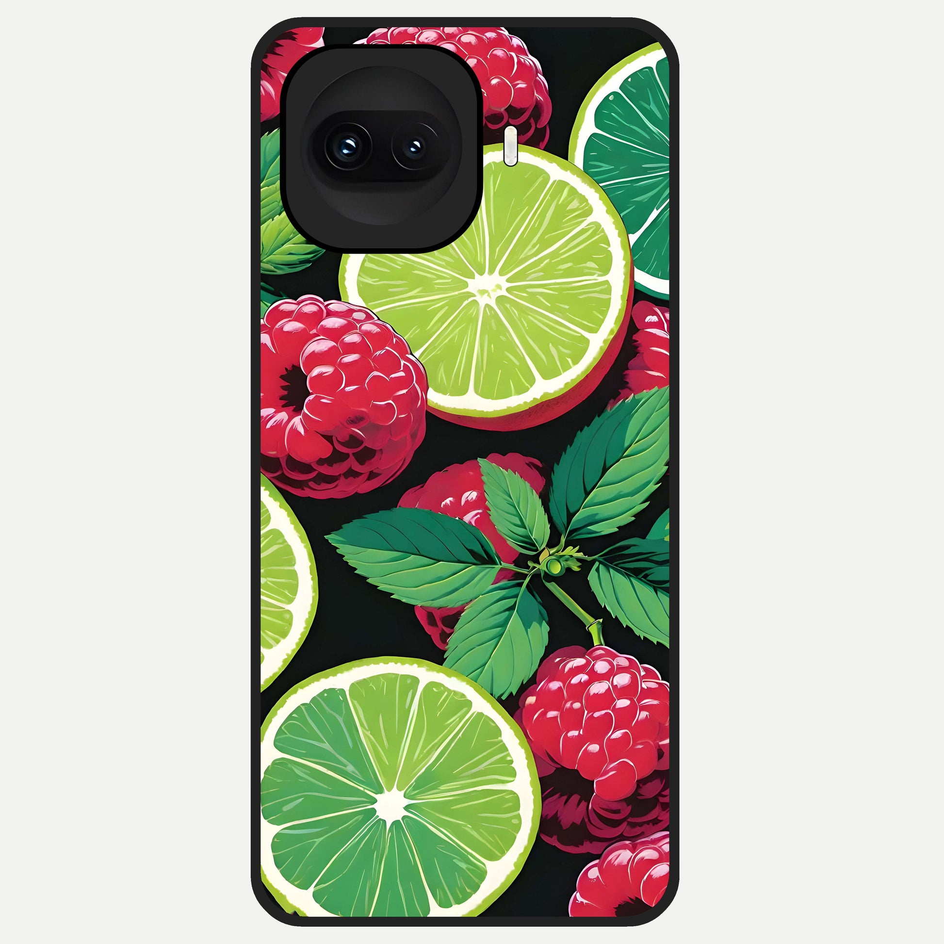  Lime and Raspberry Pattern Glass Case for iQOO 15R back cover – full design glossy printed glass finish