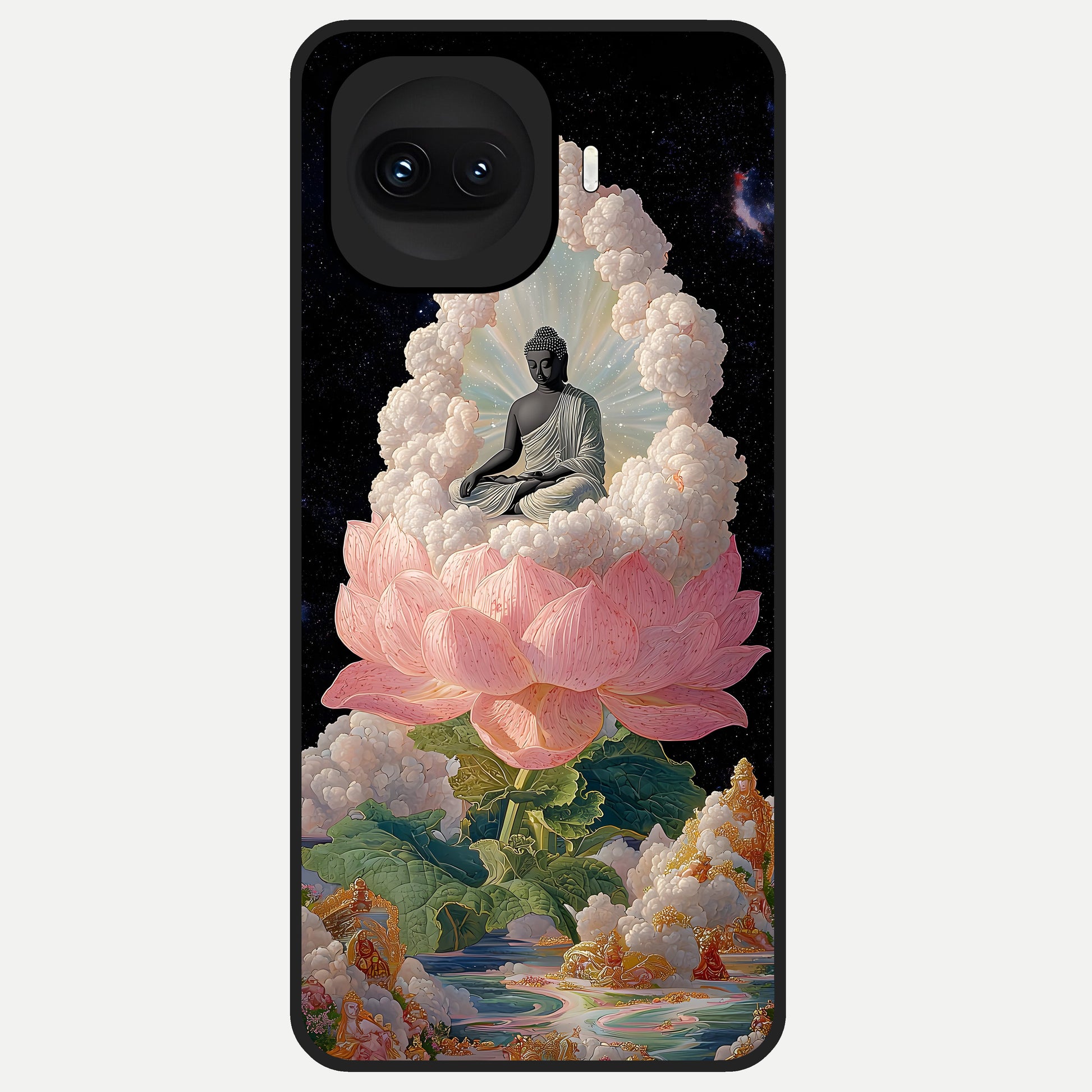  Lotus Divine Peace Glass Case for iQOO 15R back cover – full design glossy printed glass finish