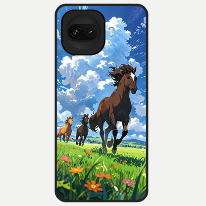  Majestic Horses Galloping Glass Case for iQOO 15R back cover – full design glossy printed glass finish