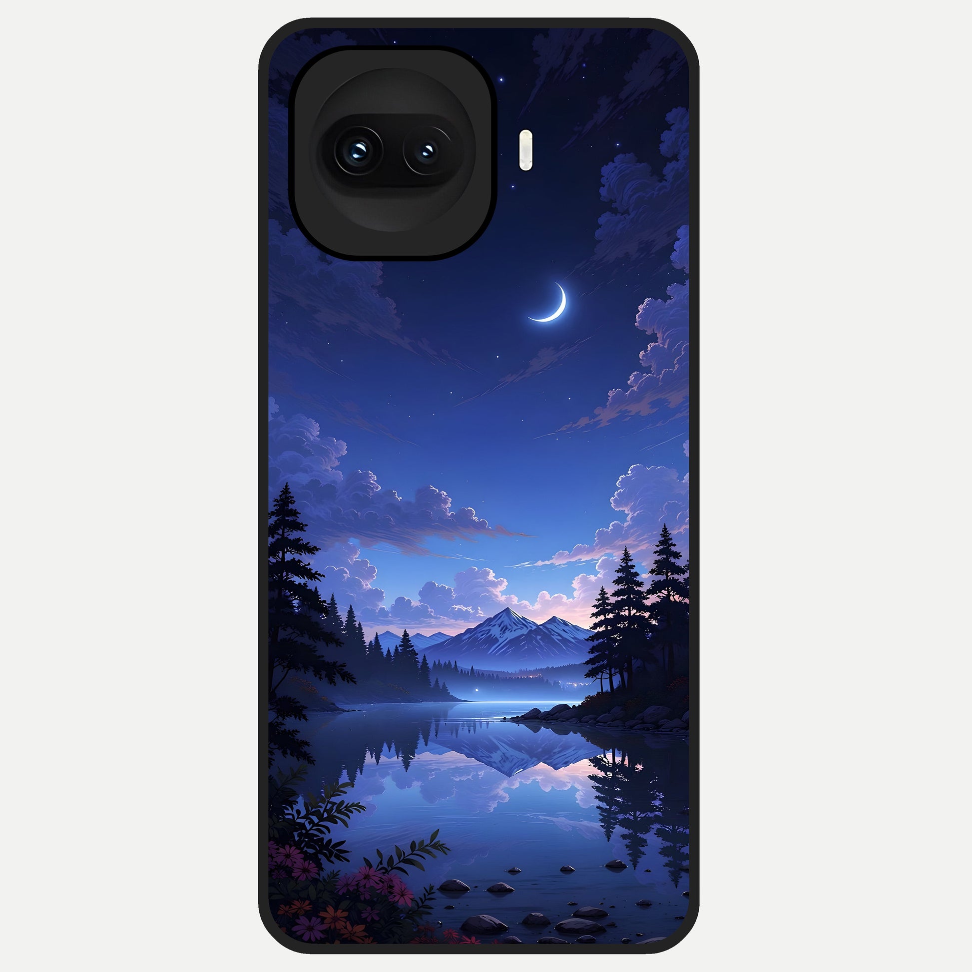  Midnight Lake Peace Glass Case for iQOO 15R back cover – full design glossy printed glass finish