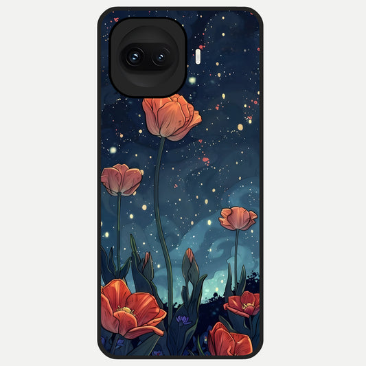 Midnight Tulip Glow Glass Case for iQOO 15R back cover – full design glossy printed glass finish
