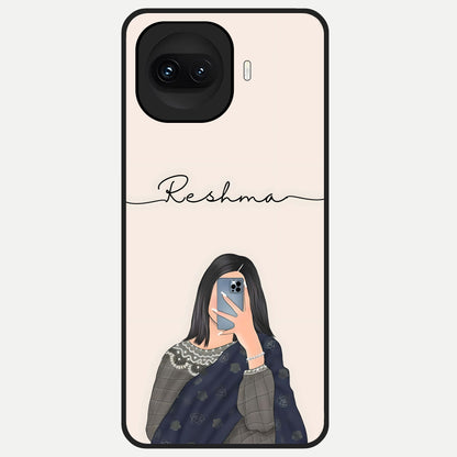  Mirror Mood Muse With Custom Name Glass Case for iQOO 15R back cover – full design glossy printed glass finish