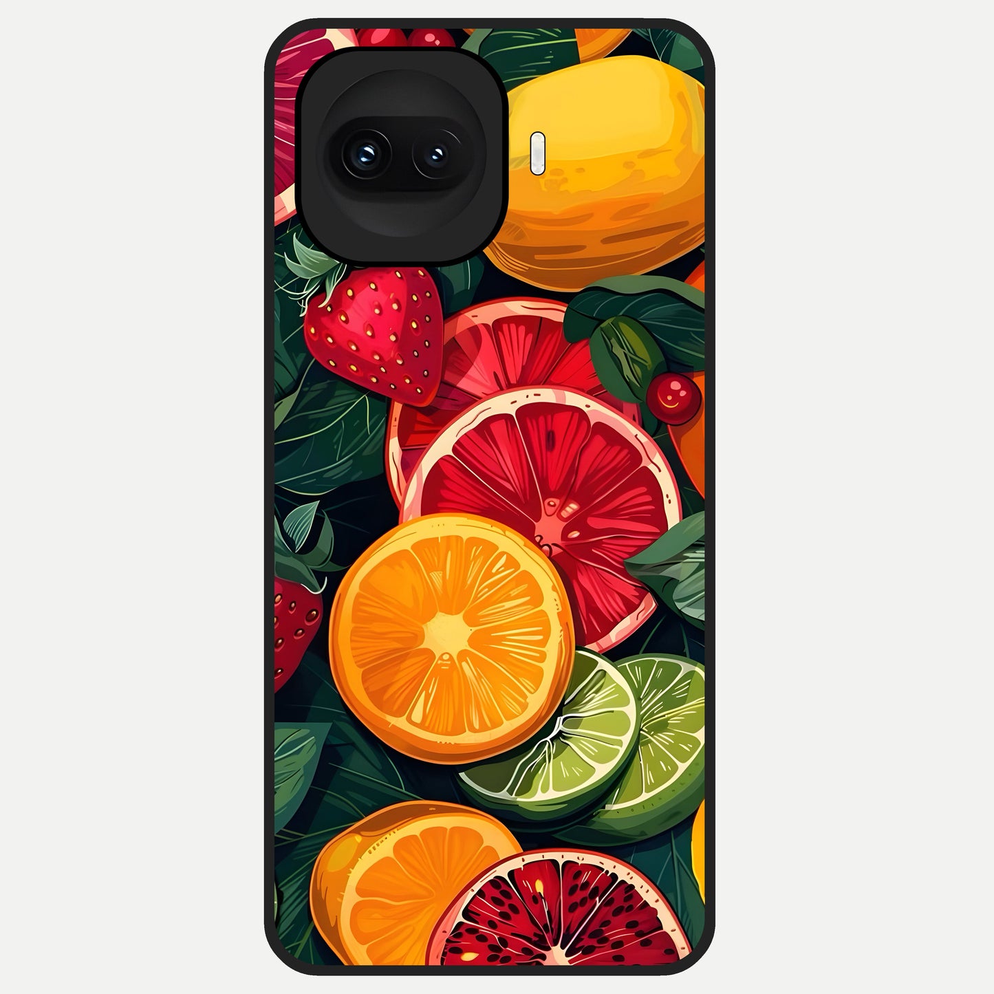  Multiple Fruits Glass Case for iQOO 15R back cover – full design glossy printed glass finish