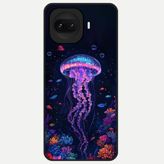  Neon Jellyfish Glass Case for iQOO 15R back cover – full design glossy printed glass finish