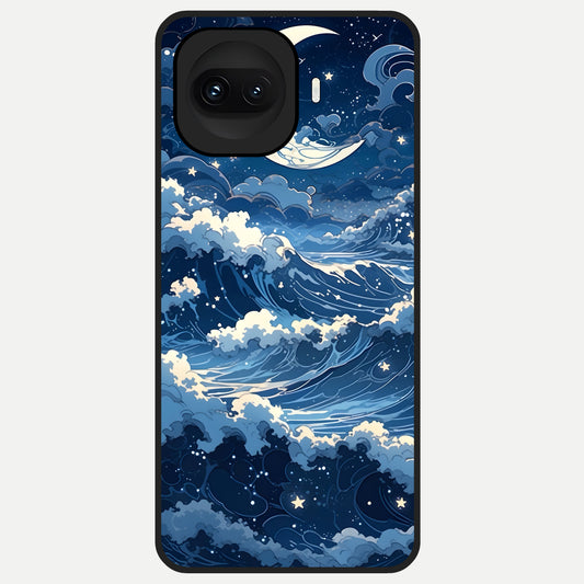 Ocean Moon Waves Glass Case for iQOO 15R back cover – full design glossy printed glass finish