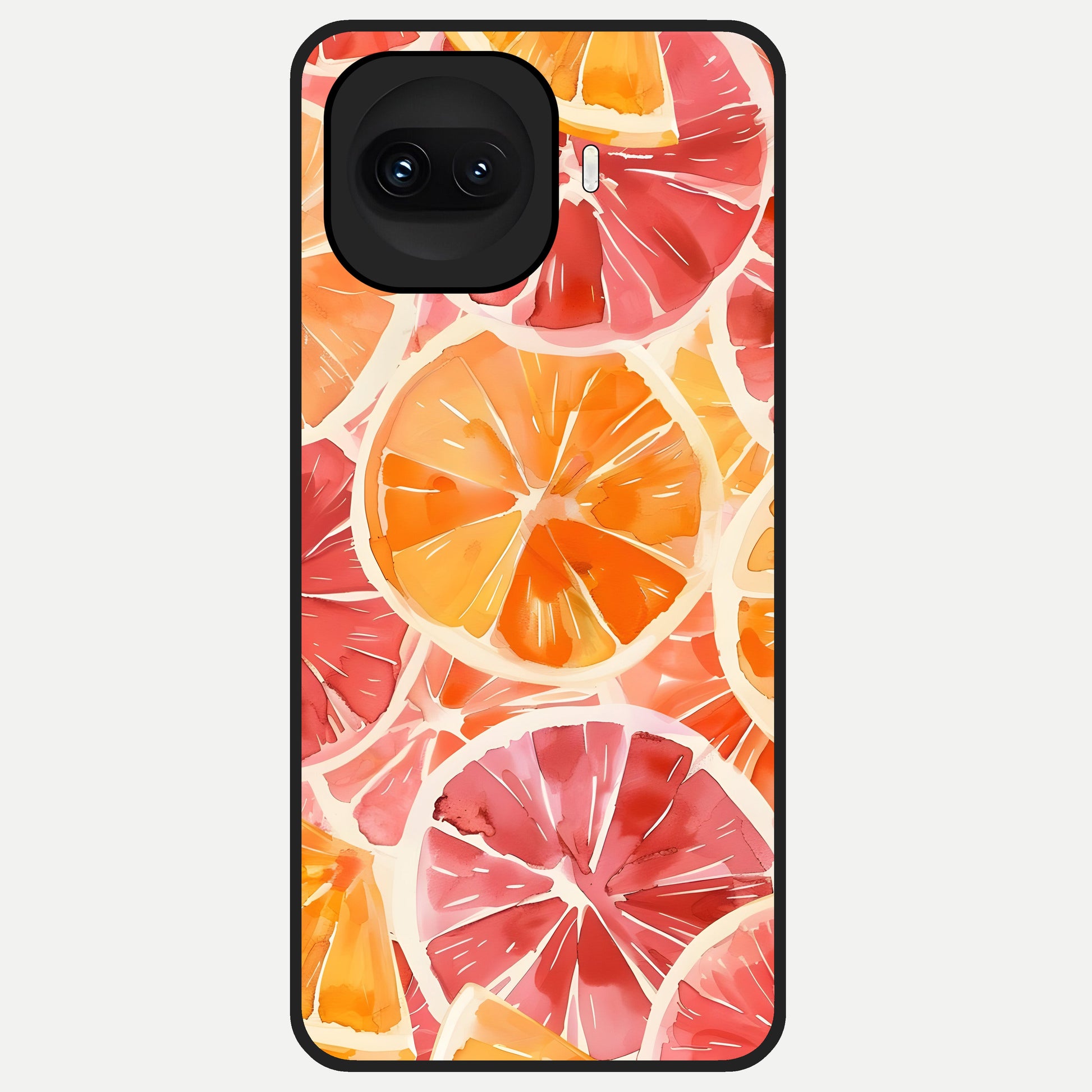  Orange Fruits Pattern Glass Case for iQOO 15R back cover – full design glossy printed glass finish