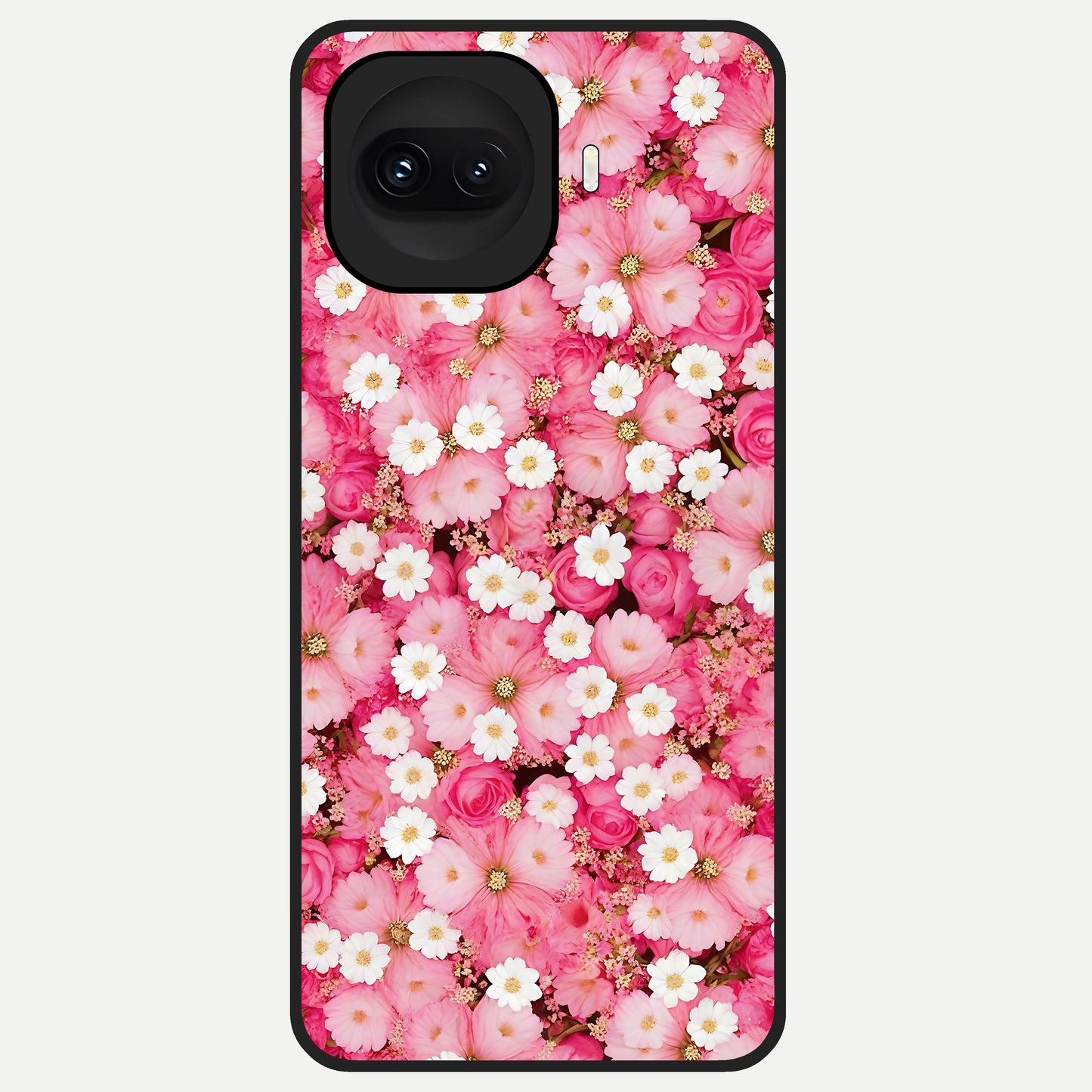  Pink Daisy Bliss Glass Case for iQOO 15R back cover – full design glossy printed glass finish
