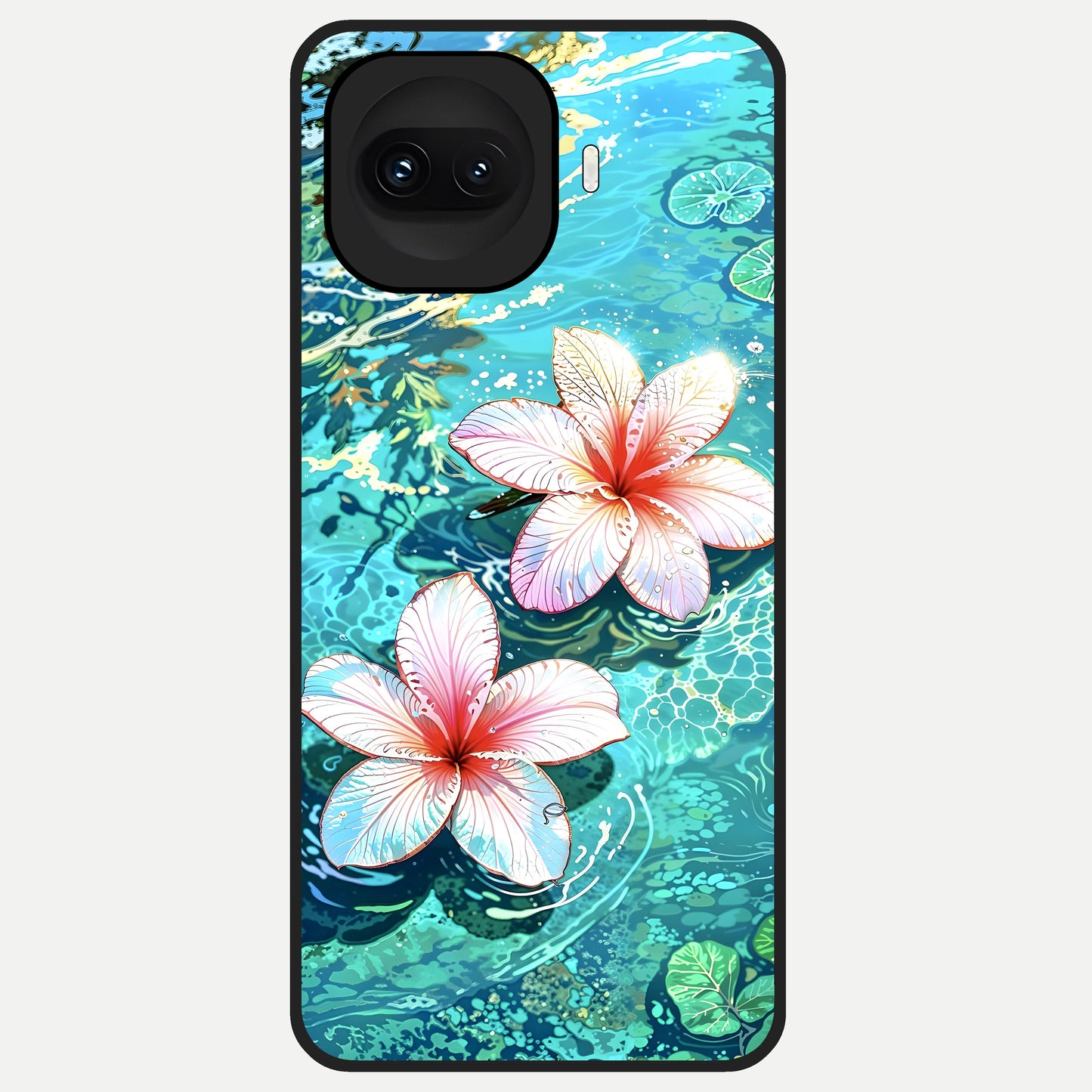  Pink Flowers in Water Glass Case for iQOO 15R back cover – full design glossy printed glass finish