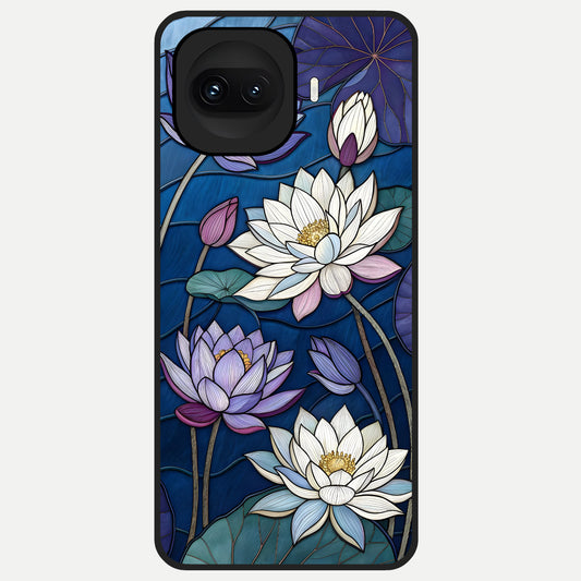  Purple Lotus Stained Glass Case for iQOO 15R back cover – full design glossy printed glass finish