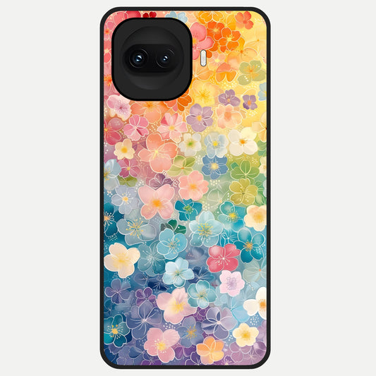  Rainbow Blossom Burst Glass Case for iQOO 15R back cover – full design glossy printed glass finish