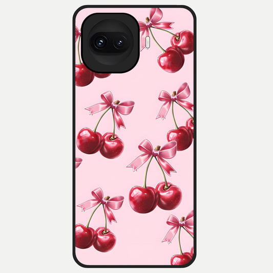  Red Cherries Pattern Glass Case for iQOO 15R back cover – full design glossy printed glass finish