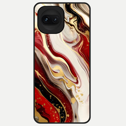  Red And White Marble Glass Case for iQOO 15R back cover – full design glossy printed glass finish