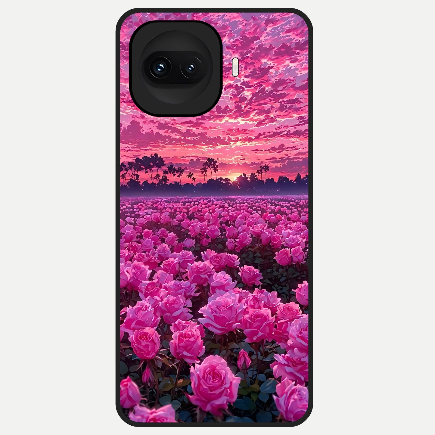  Rose Sunset Valley Glass Case for iQOO 15R back cover – full design glossy printed glass finish