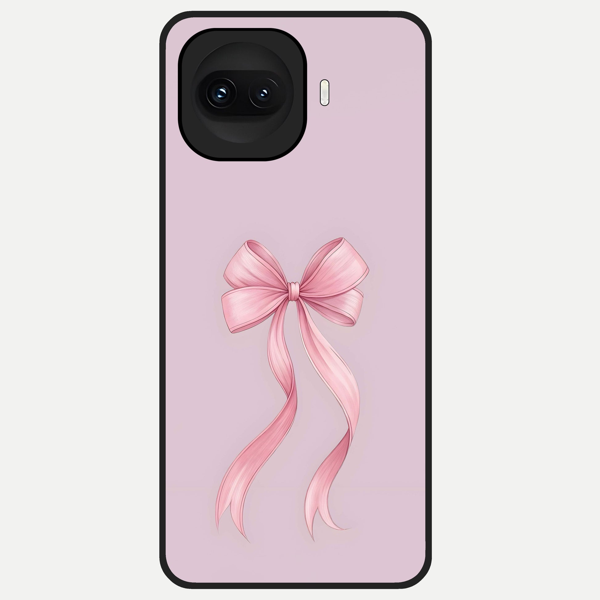  Soft Blush Bow Glass Case for iQOO 15R back cover – full design glossy printed glass finish