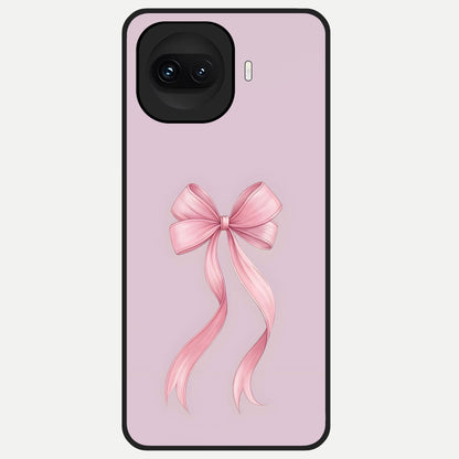  Soft Blush Bow Glass Case for iQOO 15R back cover – full design glossy printed glass finish