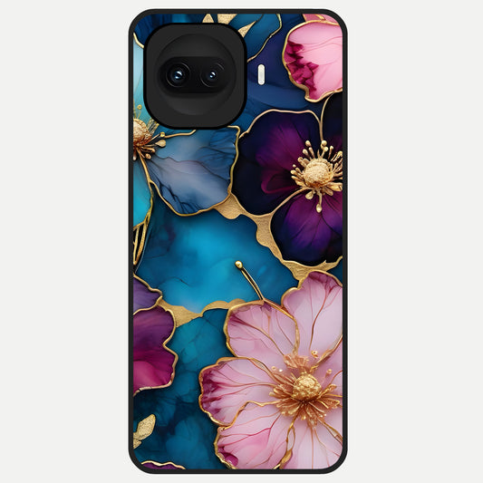  Sparkle Floral Glass Case for iQOO 15R back cover – full design glossy printed glass finish