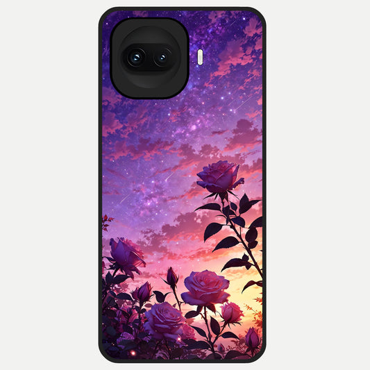  Starlit Rose Twilight Glass Case for iQOO 15R back cover – full design glossy printed glass finish