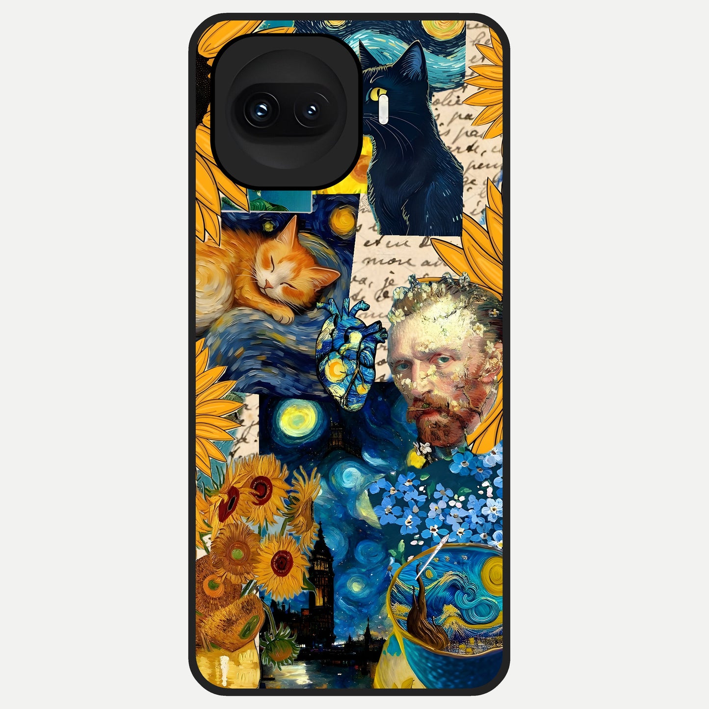  Sunflower Chic Mood Custom Name Glass Case for iQOO 15R back cover – full design glossy printed glass finish
