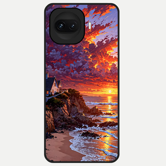  Sunset House By Sea Glass Case for iQOO 15R back cover – full design glossy printed glass finish