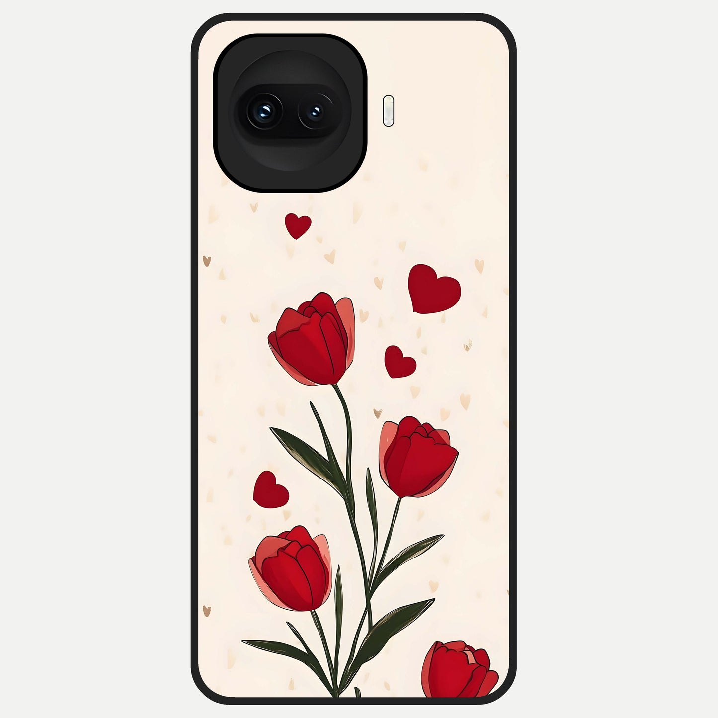  Tulip With Heart Glass Case for iQOO 15R back cover – full design glossy printed glass finish