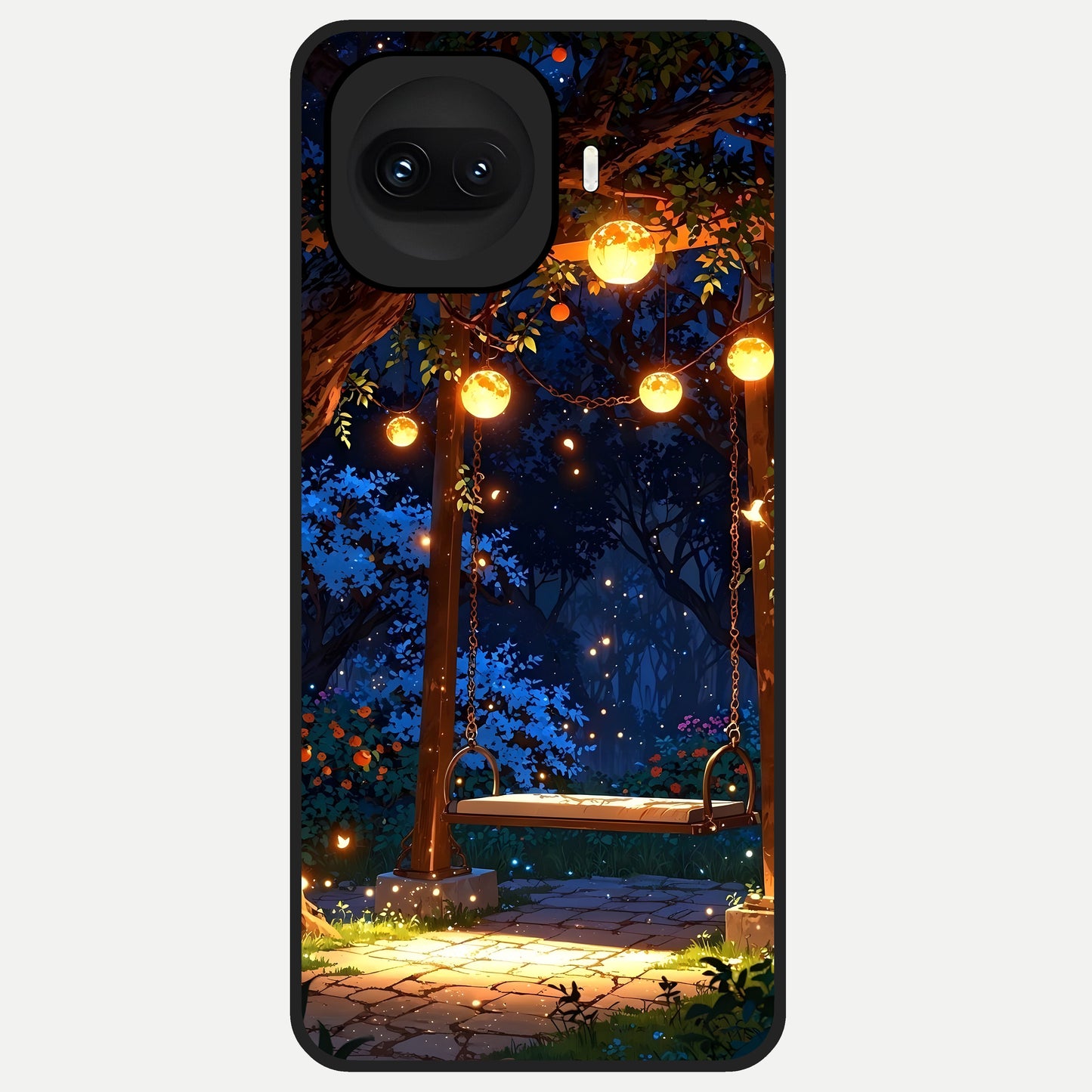  Twilight Garden Swing Glass Case for iQOO 15R back cover – full design glossy printed glass finish