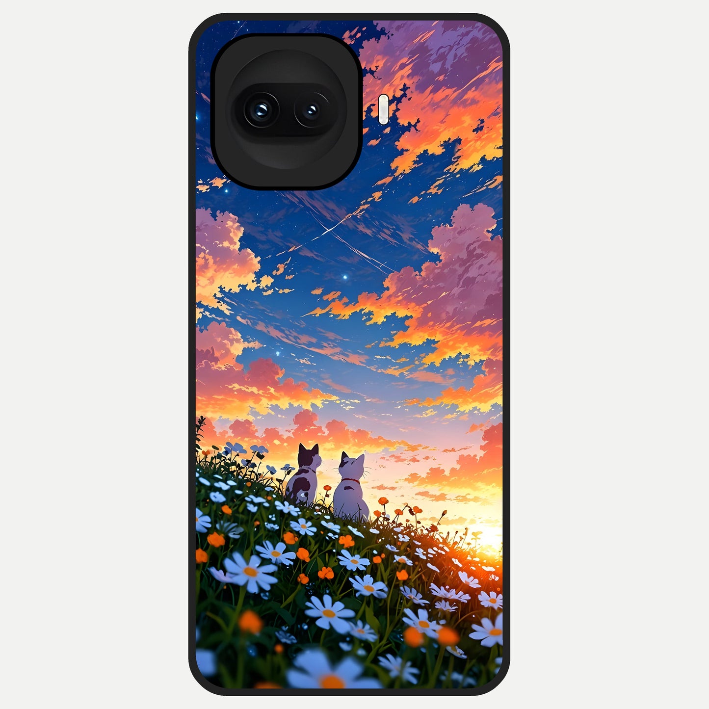  Two Cats Friends Glass Case for iQOO 15R back cover – full design glossy printed glass finish